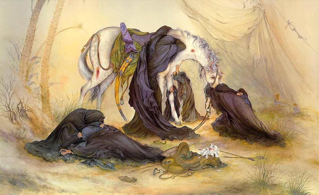 نقاشی محمود فرشچیان با عنوان عصر عاشورا